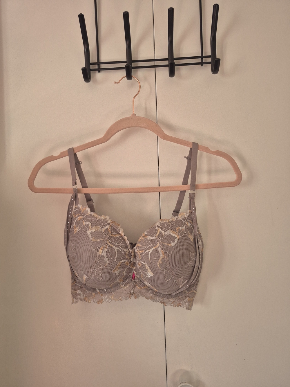 La SENZA Taupe Lace Underwire Bra with Gold Embroidery
